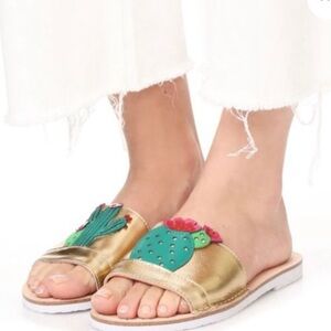 KATE SPADE NY Iguana Cactus Slides Sandals Sz 6M